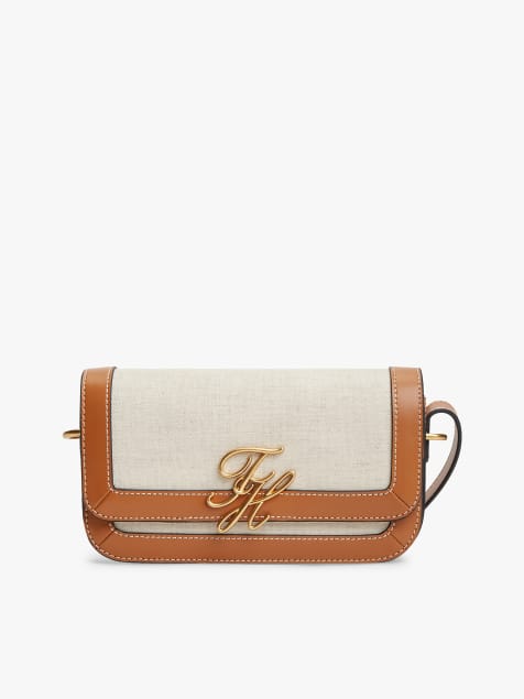 Tommy Hilfiger - Sac bandoulière en toile avec bordures en cuir - Marron multicolore - view 1