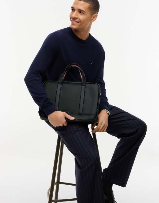 Tommy Hilfiger sac ordinateur à rayures texturées noires, 2 de 5