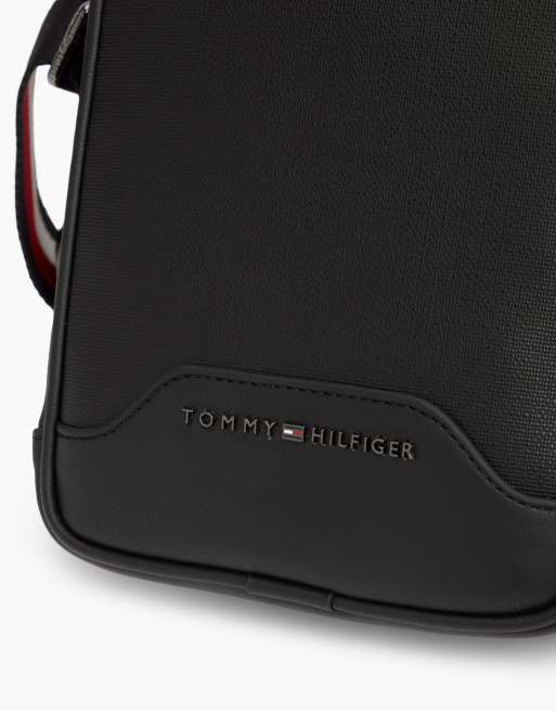 Tommy Hilfiger sac reporter bandoulière à rayures globales texturées noir, 5 de 5