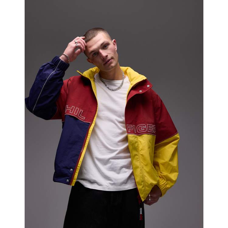 Tommy Hilfiger sailing colorblock regatta wind jacket in red, navy