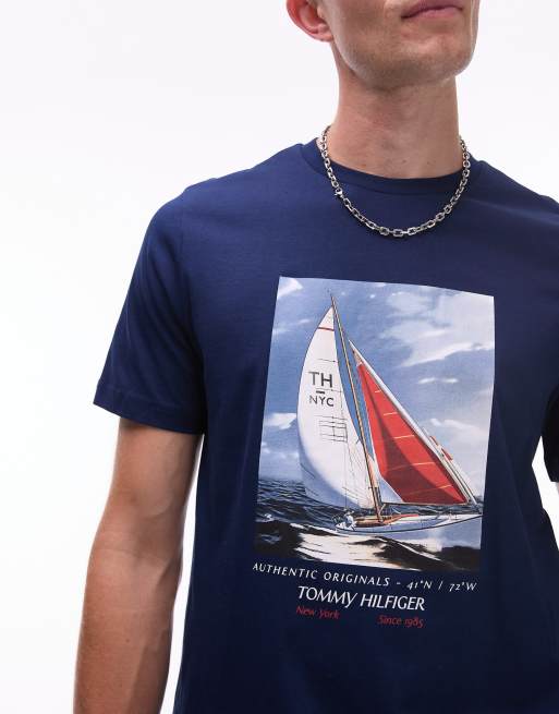 Tommy Hilfiger sailing graphic t-shirt in navy, 4 of 4