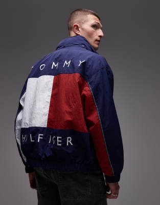 sailing reversible jacket in navy and red/dark green