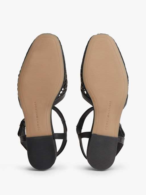 Tommy Hilfiger - Sandales en cuir à découpes avec bride en T et boucle - Noir, 5 de 7