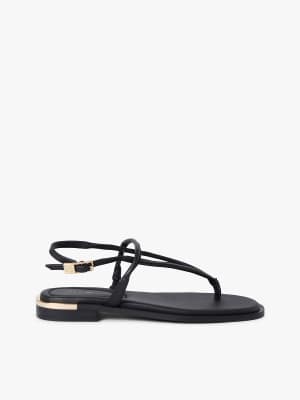 Sandales en cuir à talon doré et monogramme TH - Noir 42