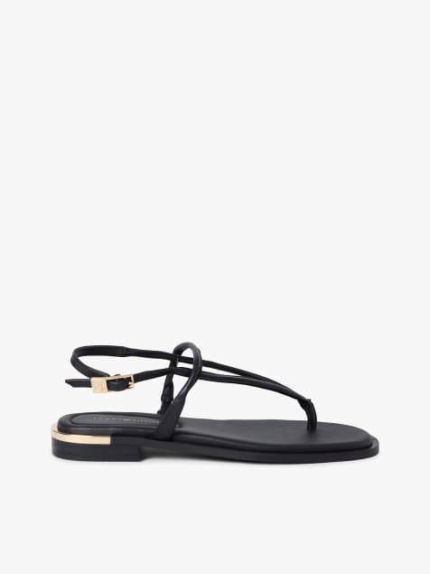 Tommy Hilfiger - Sandales en cuir à talon doré et monogramme TH - Noir - view 1