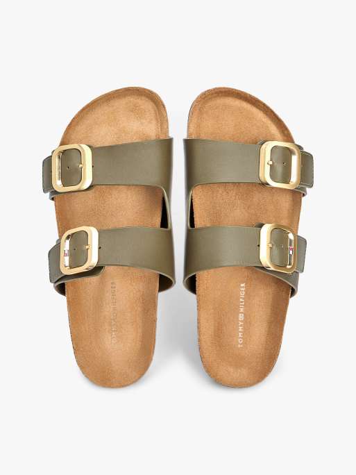 Tommy Hilfiger - Sandales en liège et cuir à double bride - Vert olive, 3 de 6