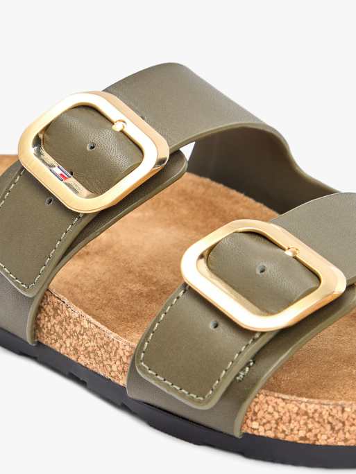 Tommy Hilfiger - Sandales en liège et cuir à double bride - Vert olive, 4 de 6