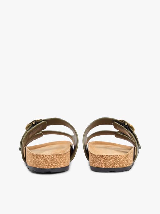 Tommy Hilfiger - Sandales en liège et cuir à double bride - Vert olive, 5 de 6