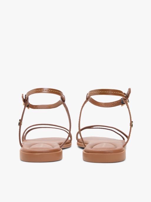 Tommy Hilfiger - Sandales plates en cuir à surpiqûres contrastantes - Marron, 3 de 6