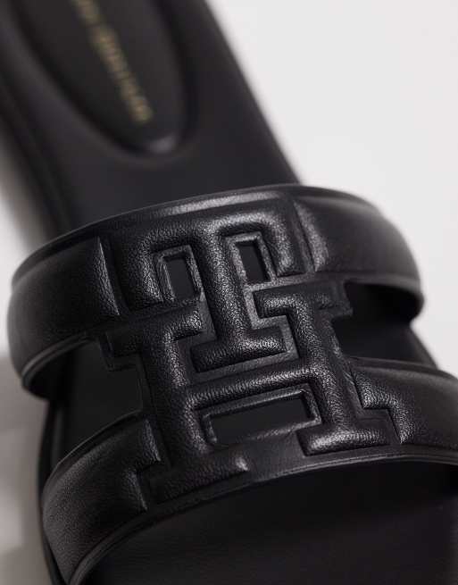 Tommy Hilfiger - Sandali neri con fascette e logo , 3 di 4