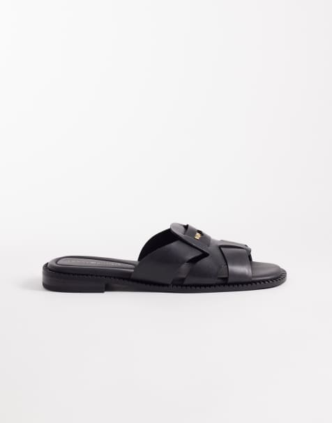 Tommy Hilfiger - Sandali neri in pelle con fascette incrociate - view 1