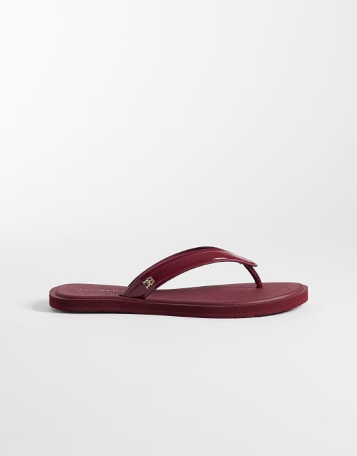 Tommy Hilfiger – Scandi – Czerwone lakierowane klapki japonki, 3 z 4