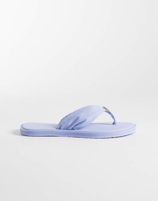 Tommy Hilfiger scandi ruched flip flop in blue, 3 of 4