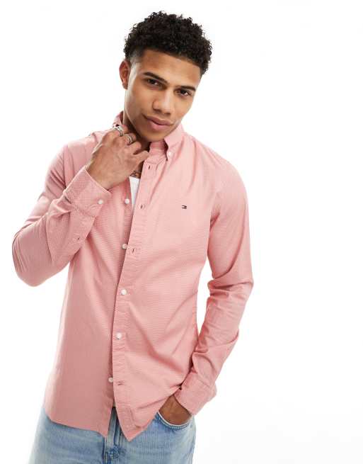 Tommy Hilfiger – Schmal geschnittenes Hemd in Rosabraun