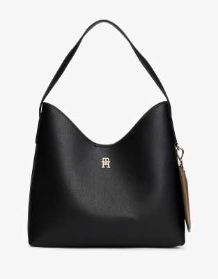 Tommy Hilfiger - Schultertasche in Schwarz mit TH-Monogramm-Logo