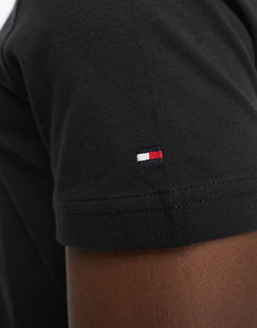 Tommy Hilfiger – Schwarzes T-Shirt mit Logo-Flaggenstickerei, 3 von 4