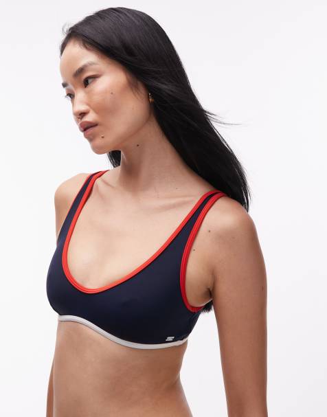 Tommy Hilfiger scoop bralette bikini top in navy 