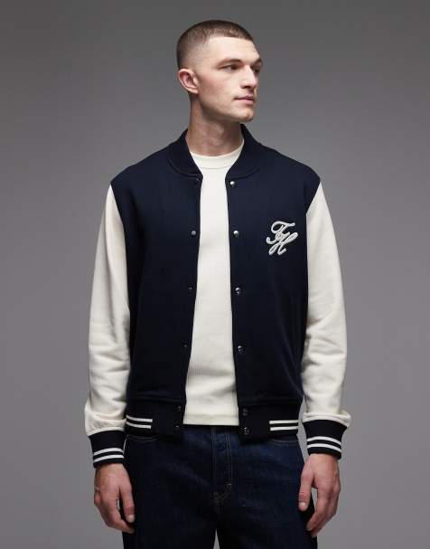 Tommy Hilfiger script color block jacket in navy - view 1