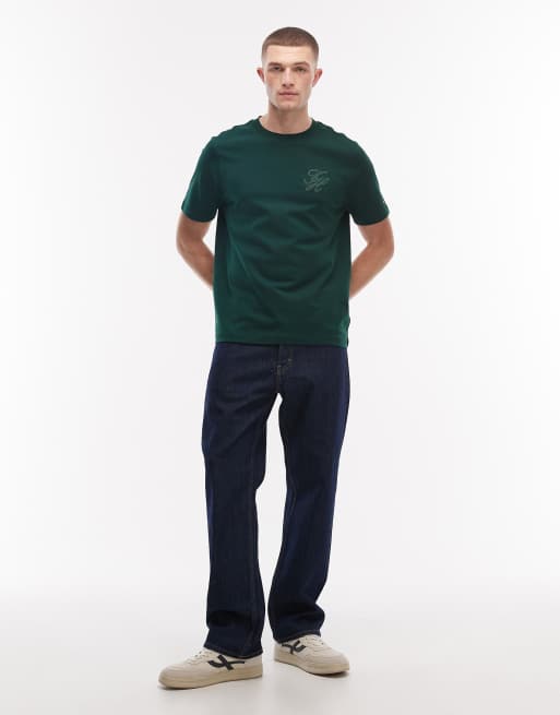 Tommy Hilfiger script interlock t-shirt in dark green, 2 of 5