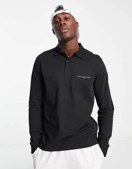 Tommy hilfiger black long deals sleeve polo