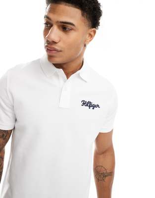 Tommy Hilfiger Tommy Hilfiger script logo polo shirt in white