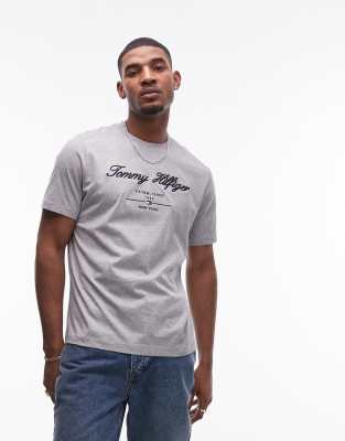 Tommy Hilfiger script logo t-shirt in grey