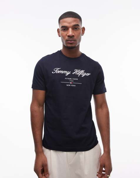 Tommy Hilfiger script logo t-shirt in navy