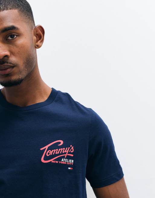 Tommy Hilfiger script logo t-shirt in navy, 3 of 5