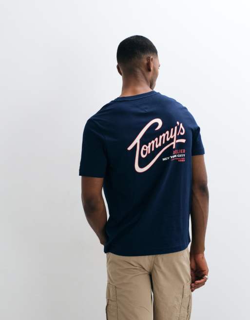 Tommy Hilfiger script logo t-shirt in navy, 4 of 5