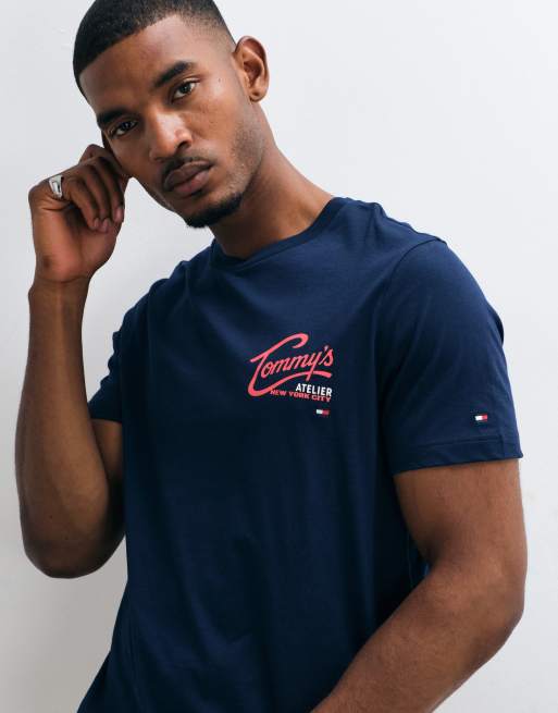 Tommy Hilfiger script logo t-shirt in navy, 5 of 5