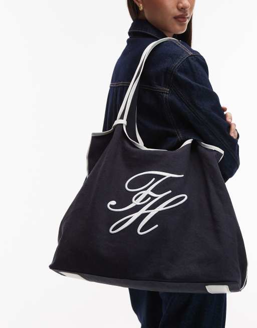 Tommy Hilfiger script logo tote bag in navy, 2 of 4