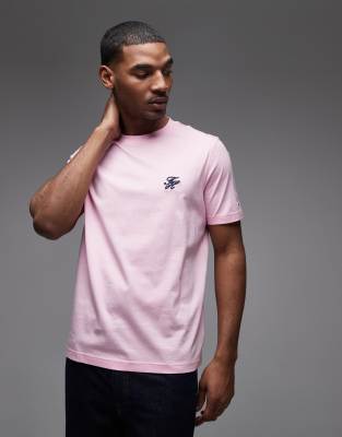 Tommy Hilfiger script monogram t-shirt in pink