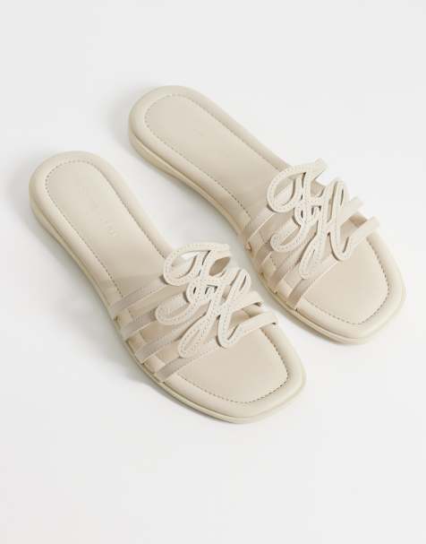 Tommy Hilfiger script mule sandals in white - view 1