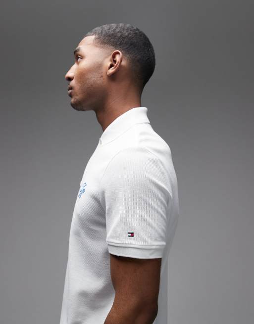 Tommy Hilfiger script polo shirt in white, 4 of 5