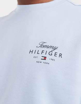Tommy Hilfiger Script Stack Crew Neck Sweatshirt In Blue