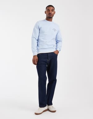 Tommy Hilfiger script stack crew neck sweatshirt in light blue