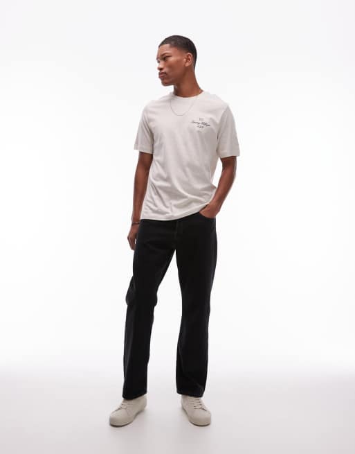 Tommy Hilfiger script t-shirt in beige marl, 3 of 4