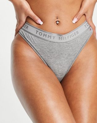 Tommy Hilfiger logo thong in grey - GREY