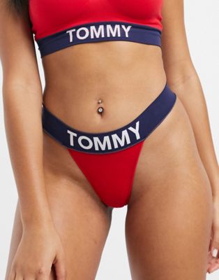 Tommy Hilfiger seamless thong in red | ASOS