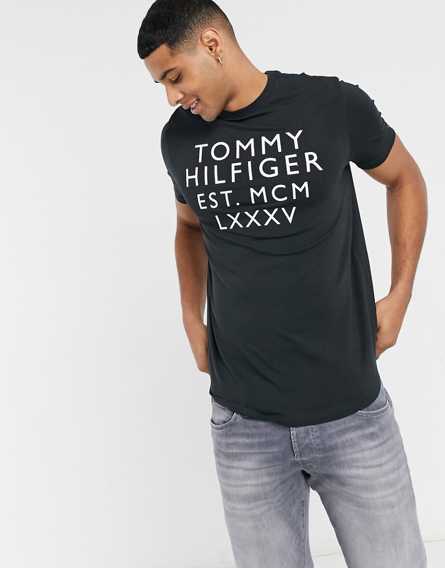 Tommy Hilfiger sebastian chest print T-shirt in black