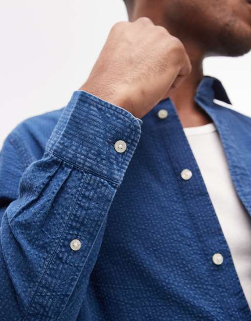 Tommy Hilfiger seersucker shirt in blue, 5 of 5