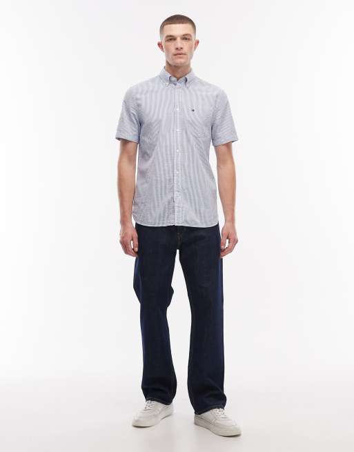 Tommy Hilfiger seersucker short sleeve shirt in blue stripe, 2 of 5