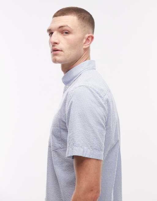 Tommy Hilfiger seersucker short sleeve shirt in blue stripe, 4 of 5