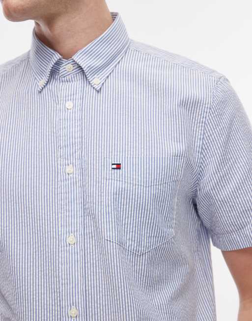 Tommy Hilfiger seersucker short sleeve shirt in blue stripe, 5 of 5