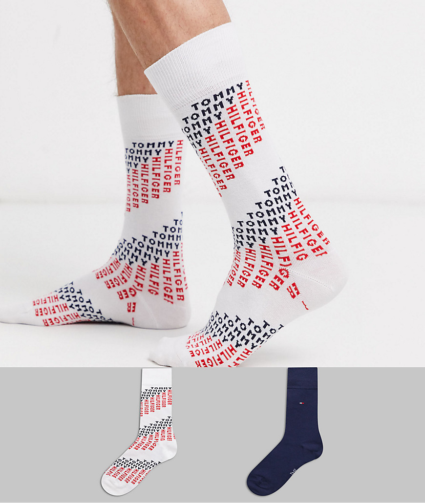 Tommy Hilfiger - Set van 2 paar sokken met logo in wit