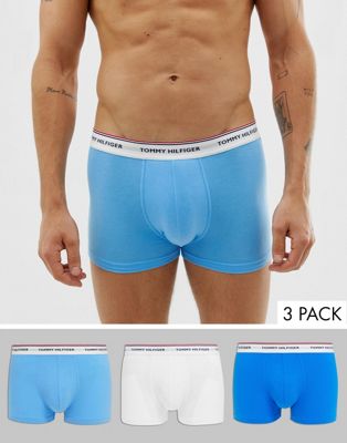 Tommy Hilfiger - Set van 3 boxershorts met contrasterende tailleband in blauw/blauw/wit-Multi