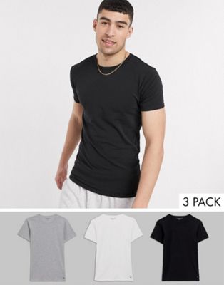 Tommy Hilfiger - Set van 3 lounge T-shirts met ronde hals in meerdere kleuren-Wit