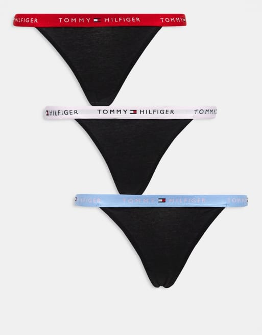 Tommy Hilfiger - Set van 3 strings in zwart met rode, roze en blauwe taillebanden