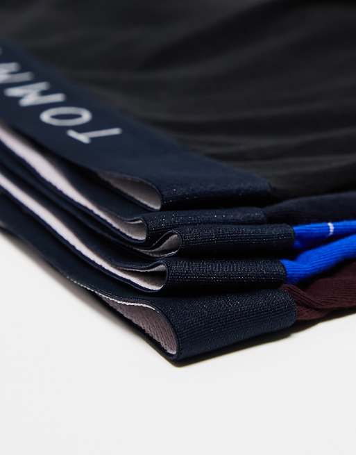Tommy Hilfiger - Set van 5 boxershorts met logo op de marineblauwe tailleband in multi, 3 van 4