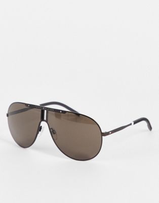 Tommy Hilfiger shield sunglasses in matte bronze